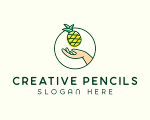 Hand Pineapple Fruit  logo design