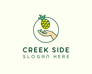 Hand Pineapple Fruit  logo design