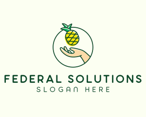 Hand Pineapple Fruit  logo design