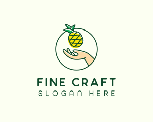 Hand Pineapple Fruit  logo design