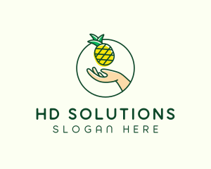 Hand Pineapple Fruit  logo design