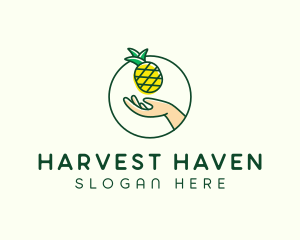 Hand Pineapple Fruit  logo design