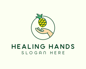 Hand Pineapple Fruit  logo design