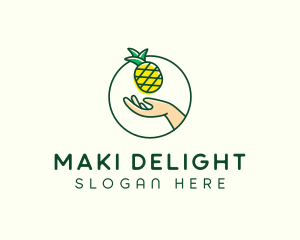 Hand Pineapple Fruit  logo design