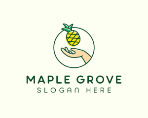 Hand Pineapple Fruit  logo design