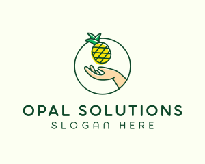 Hand Pineapple Fruit  logo design