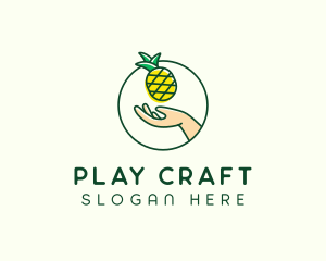 Hand Pineapple Fruit  logo design