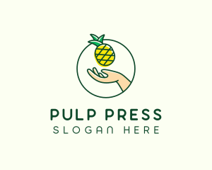 Hand Pineapple Fruit  logo design