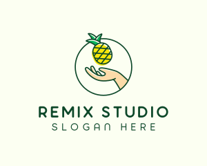 Hand Pineapple Fruit  logo design