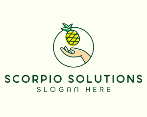 Hand Pineapple Fruit  logo design