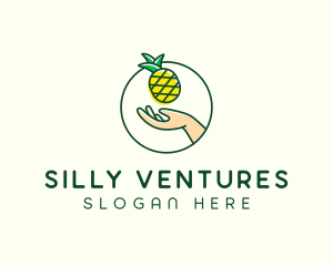 Hand Pineapple Fruit  logo design