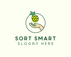 Hand Pineapple Fruit  logo design