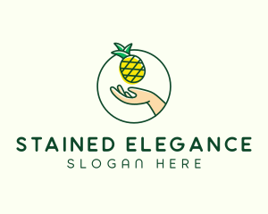 Hand Pineapple Fruit  logo design