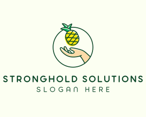 Hand Pineapple Fruit  logo design