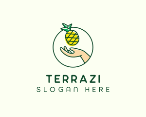 Hand Pineapple Fruit  logo design