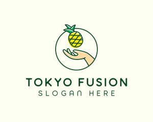 Hand Pineapple Fruit  logo design