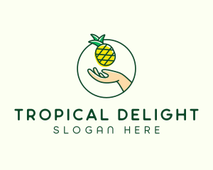 Hand Pineapple Fruit  logo design