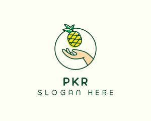 Hand Pineapple Fruit  logo design