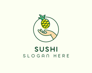 Hand Pineapple Fruit  logo design