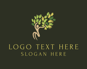 Herbal - Green Tree Human logo design