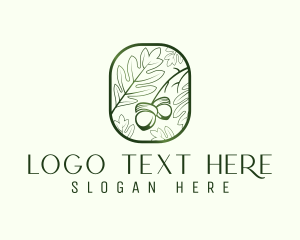 Harvest - Green Acorn Leaf logo design