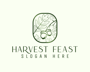 Green Acorn Leaf  logo design