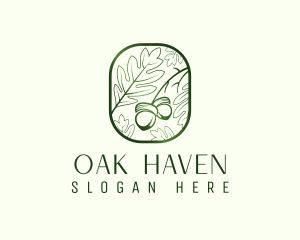 Oak - Green Acorn Leaf logo design