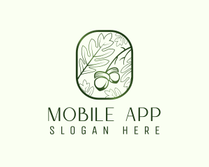 Oaknut - Green Acorn Leaf logo design