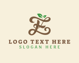 Plant - Brown Organic Letter E logo design