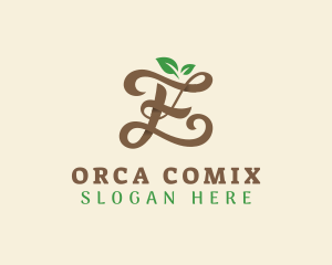 Brown Organic Letter E Logo