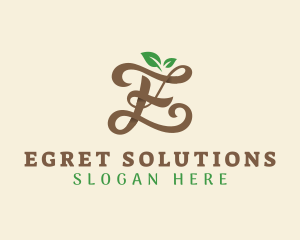 Brown Organic Letter E logo design