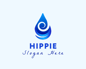 Blue - Water Drop Wave logo design