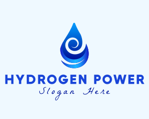 Hydrogen - Water Drop Wave logo design