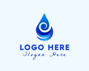 Water Supply - Water Drop Wave logo design