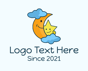 Childrens Apparel - Smiling Moon & Star logo design