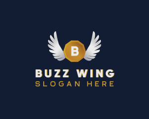 Winged Coin Cryptocurrency logo design