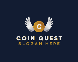 Winged Coin Cryptocurrency logo design