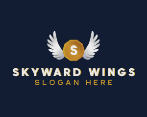 Winged Coin Cryptocurrency logo design