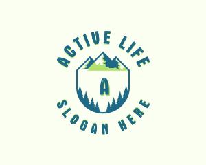 Forest Mountain Hiking logo design