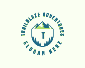 Hiking - Forest Mountain Hiking logo design