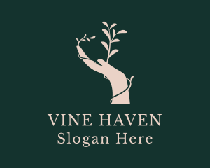 Leaf Vine Hand logo design