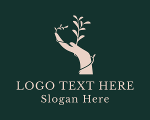 Plantation - Leaf Vine Hand logo design