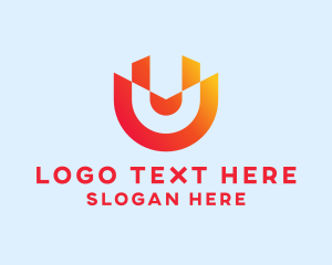 It Company - Orange Tech Letter U logo design
