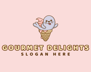 Ice Cream Cone Seal logo design