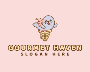 Ice Cream Cone Seal logo design