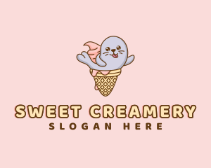 Ice Cream Cone Seal logo design