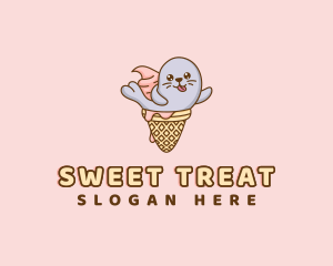 Ice Cream Cone Seal logo design