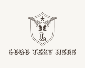 Shoot - Wild West Gun Letter logo design