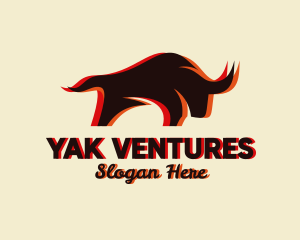 Yak - Charging Bull Restaurant logo design