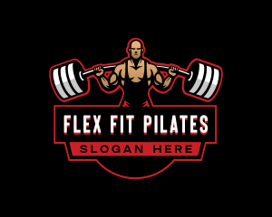 Pilates - Athletic BodyBuilder Barbell logo design